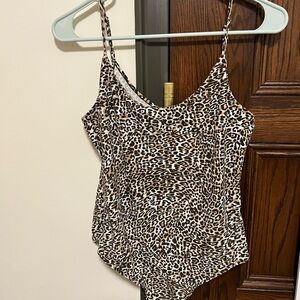 Leopard Print Spaghetti Strap Bodysuit